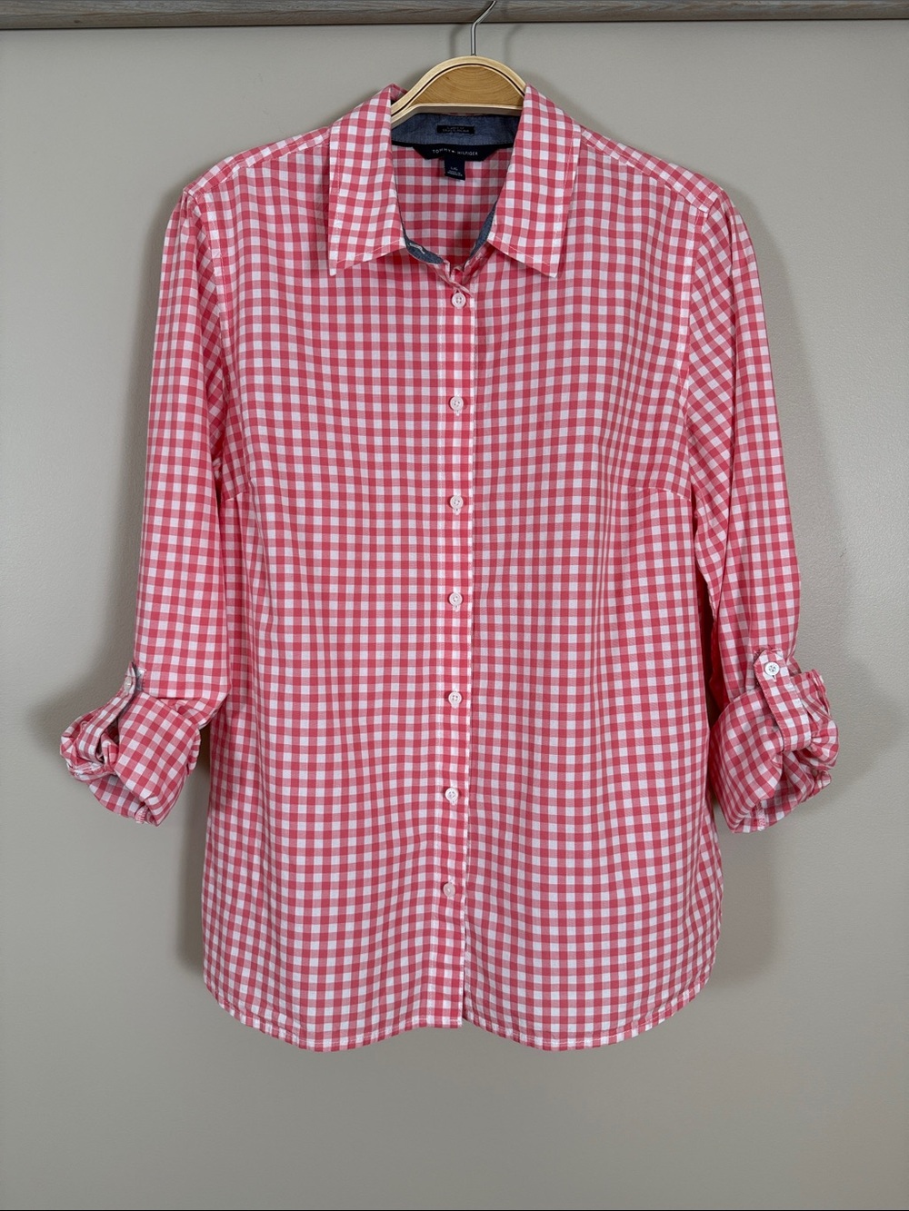 Tommy Hilfiger Pink and White Gingham Button-Down Shirt